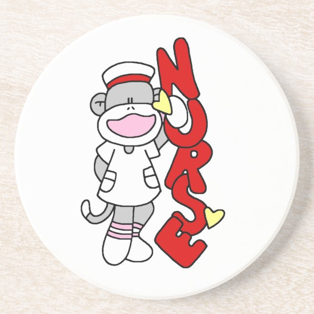 Sock Monkey Nurse T-shirts and Gifts Coaster (Front)