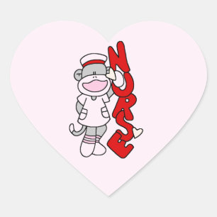 Sock Monkey Nurse T-shirts and Gifts Heart Sticker