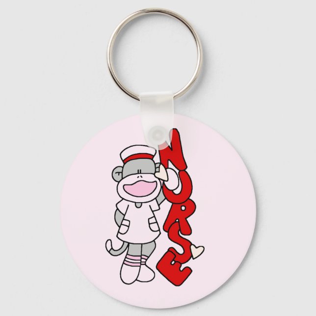Sock Monkey Nurse T-shirts and Gifts Key Ring (Front)