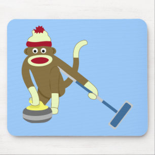Sock Monkey Olympic Curling Mouse Pad