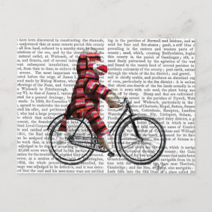 Sock Monkey on Bicycle Postcard