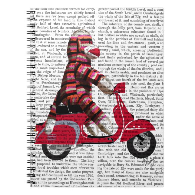 Sock Monkey on Moped Spiral Notebook (Front)