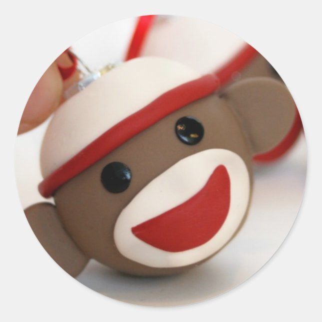 Sock Monkey Ornament Sticker (Front)