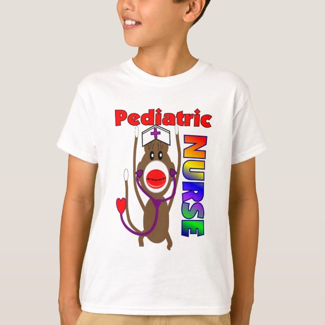 Sock Monkey Paediatrics Nurse Gifts T-Shirt (Front)