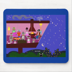 Sock Monkey Party Too Mouse Pad