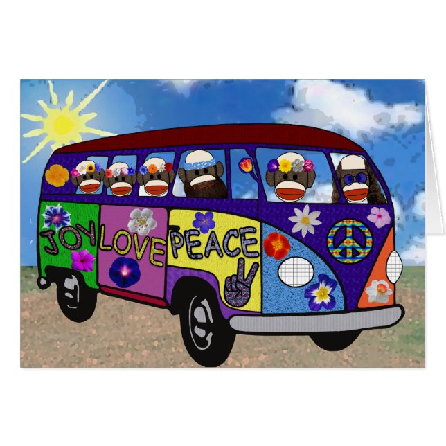 Sock Monkey Peace Bus (Front Horizontal)