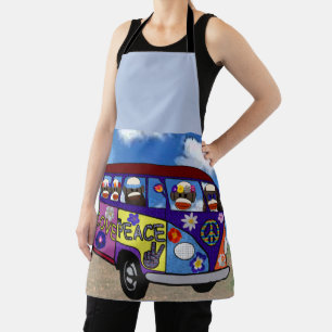 Sock Monkey Peace Bus  Apron