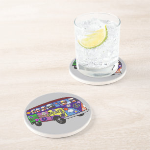 Sock Monkey Peace Bus  Coaster