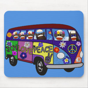 Sock Monkey Peace Bus  Mouse Pad