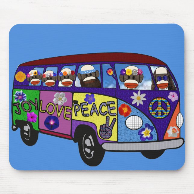 Sock Monkey Peace Bus  Mouse Pad (Front)