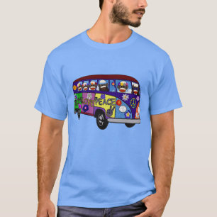 Sock Monkey Peace Bus  T-Shirt
