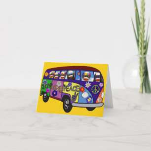 Sock Monkey Peace Bus  Thank You Card