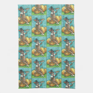 SOCK MONKEY PILGRIM, THANKSGIVING KITCHEN TOWEL