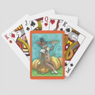 SOCK MONKEY PILGRIM THANKSGIVING PLAYING CARDS