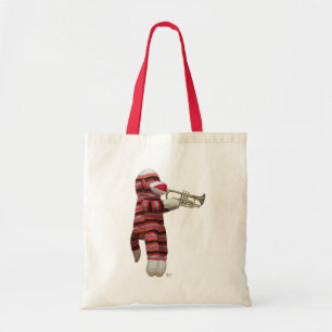 Sock Monkey Playing Trumpet 2 Tote Bag