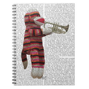 Sock Monkey Playing Trumpet Spiral Notebook