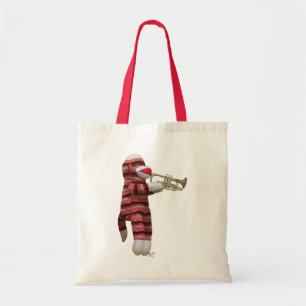 Sock Monkey Playing Trumpet Tote Bag