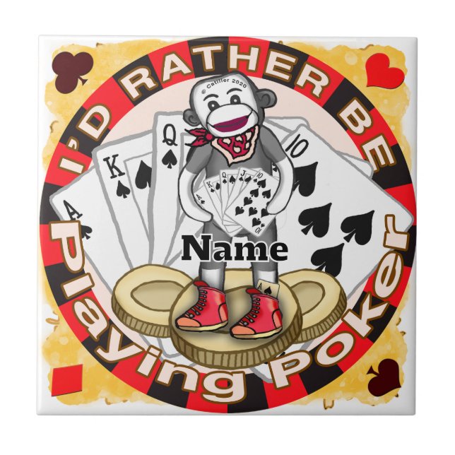 Sock Monkey poker Tile (Front)
