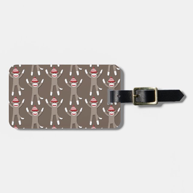 Sock Monkey Print Luggage Tag (Front Horizontal)
