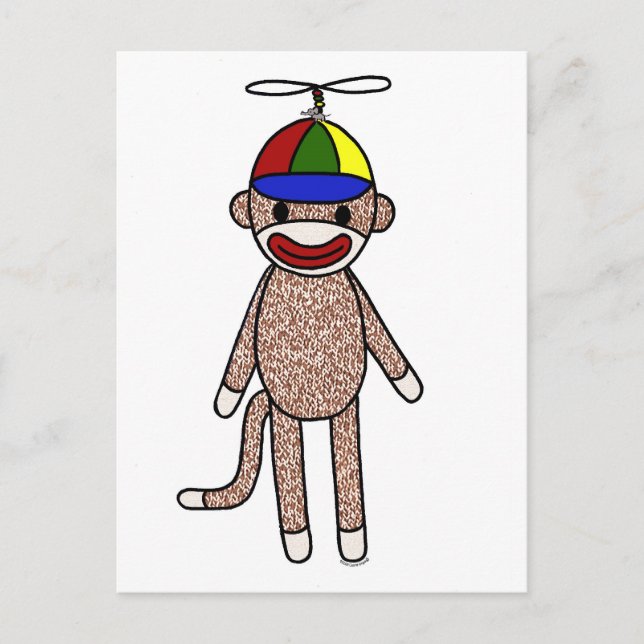 Sock Monkey Propeller Hat Postcard (Front)