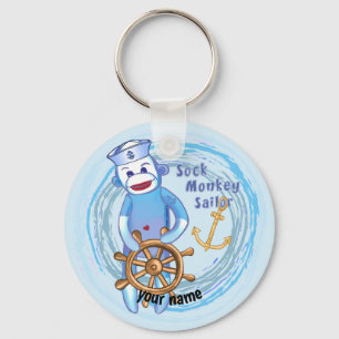 Sock Monkey Sailor  Key Ring