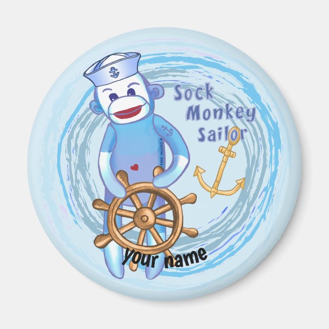 Sock Monkey Sailor  Magnet (Front)