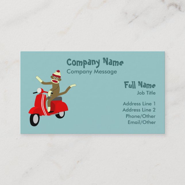 Sock Monkey Scooter Business Card (Front)