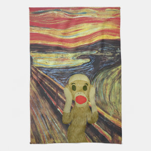 Sock Monkey Scream Tea Towel