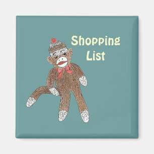 Sock monkey shopping list magnet