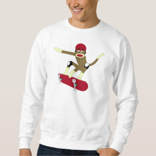 Sock Monkey Skateboarder Sweatshirt