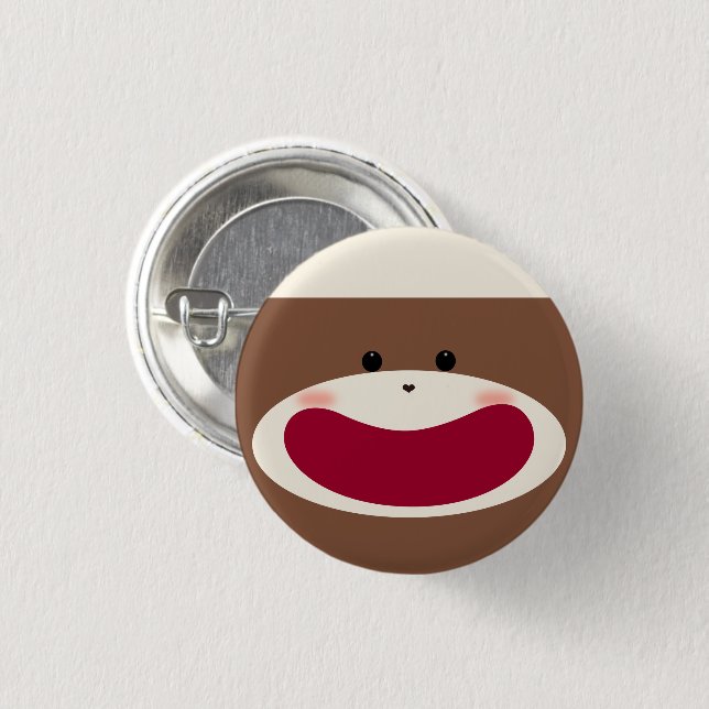 Sock Monkey Smile(Boy)  3 Cm Round Badge (Front & Back)