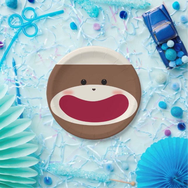 Sock Monkey Smile(Boy)  Paper Plate (Party)