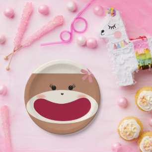 Sock Monkey Smile(Girl) Paper Plate