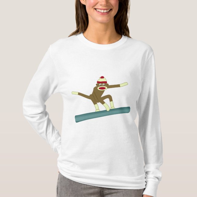 Sock Monkey Snowboarder T-Shirt (Front)