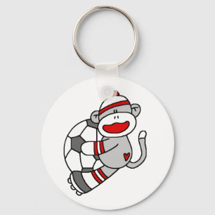 Sock Monkey Soccer Key Ring