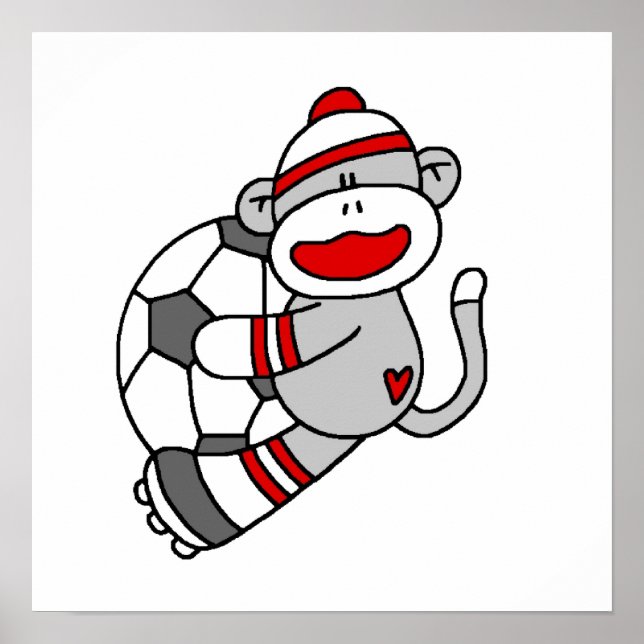 Sock Monkey Soccer T shirts and Gifts Poster (Front)