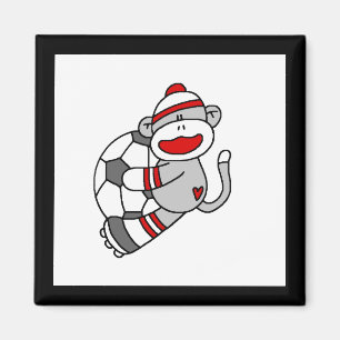Sock Monkey Soccer Tshirts and Gifts Magnet