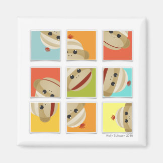 Sock Monkey Socks Blocks by Kelly Schwark Magnet