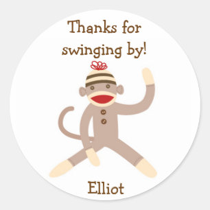 Sock Monkey Stickers Label