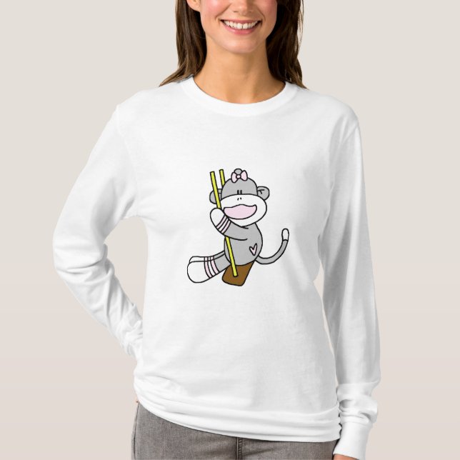 Sock Monkey Swinging T-shirts and Gifts (Front)