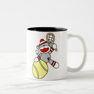 Sock Monkey Tennis Two-Tone Coffee Mug