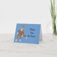 Sock Monkey Thank You Card
