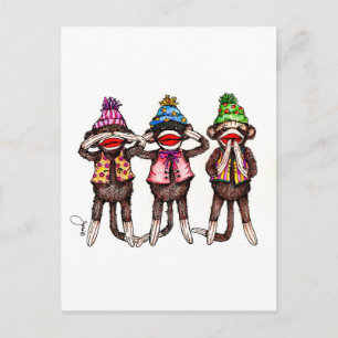 Sock Monkey Trio - See, Hear, Speak No Evil Postcard