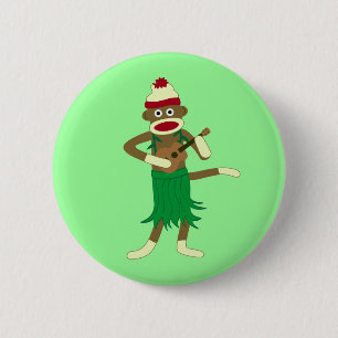 Sock Monkey Ukulele 6 Cm Round Badge