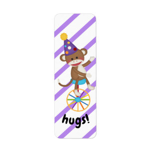 Sock Monkey Unicycle Wheel Hugs Planner Label