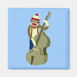Sock Monkey Upright Bass Player Magnet