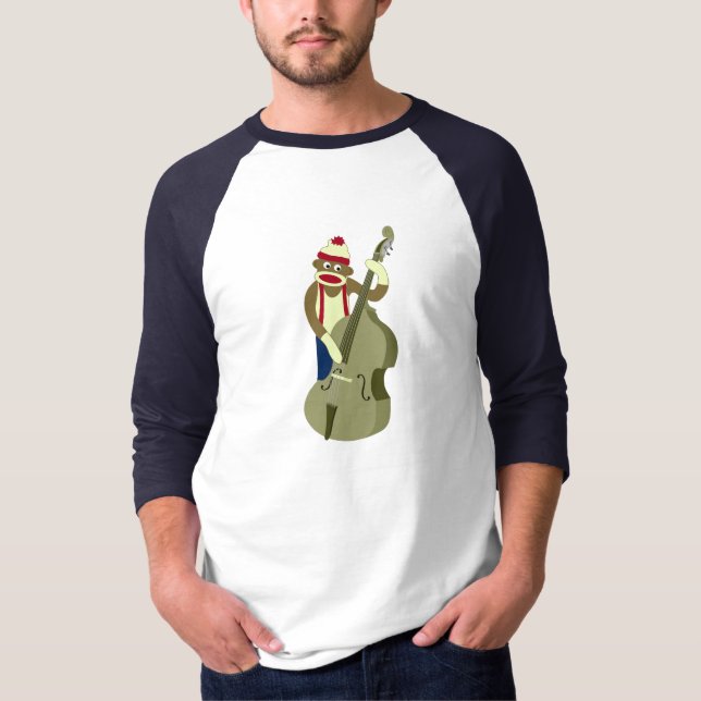 Sock Monkey Upright Bass Player T-Shirt (Front)
