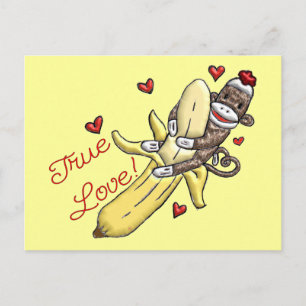 Sock Monkey Valentine Merchandise Holiday Postcard