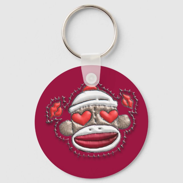 Sock Monkey Valentine Merchandise Key Ring (Front)