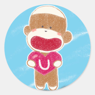 Sock Monkey Valentine Sticker